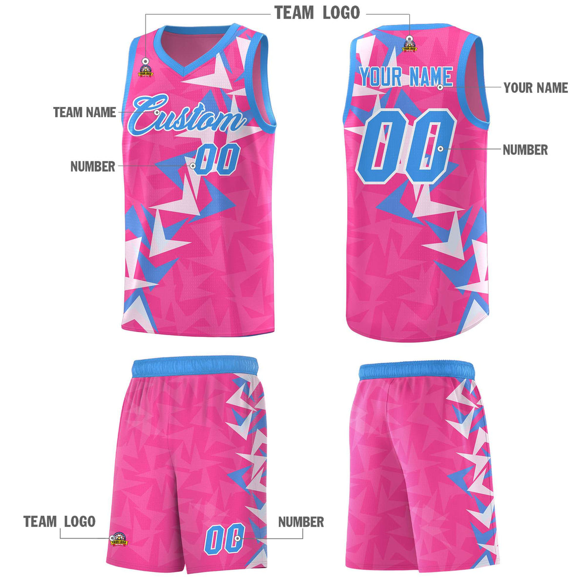 Custom Pink Boomerang Pattern Kits Basketball Jersey|KXKSHOP