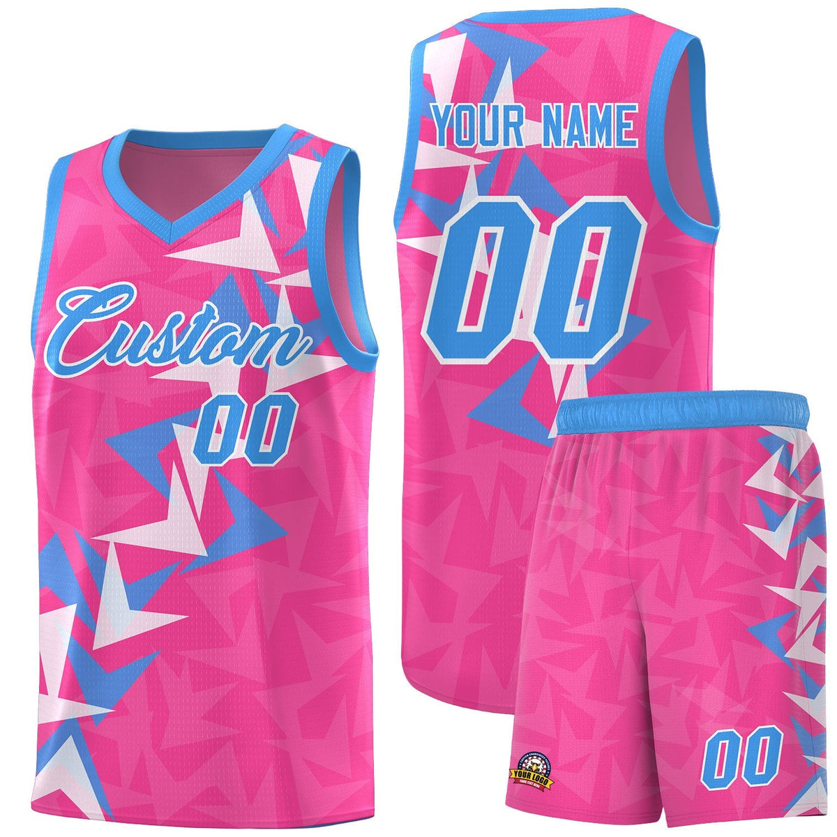 Custom Pink Boomerang Pattern Kits Basketball Jersey|KXKSHOP