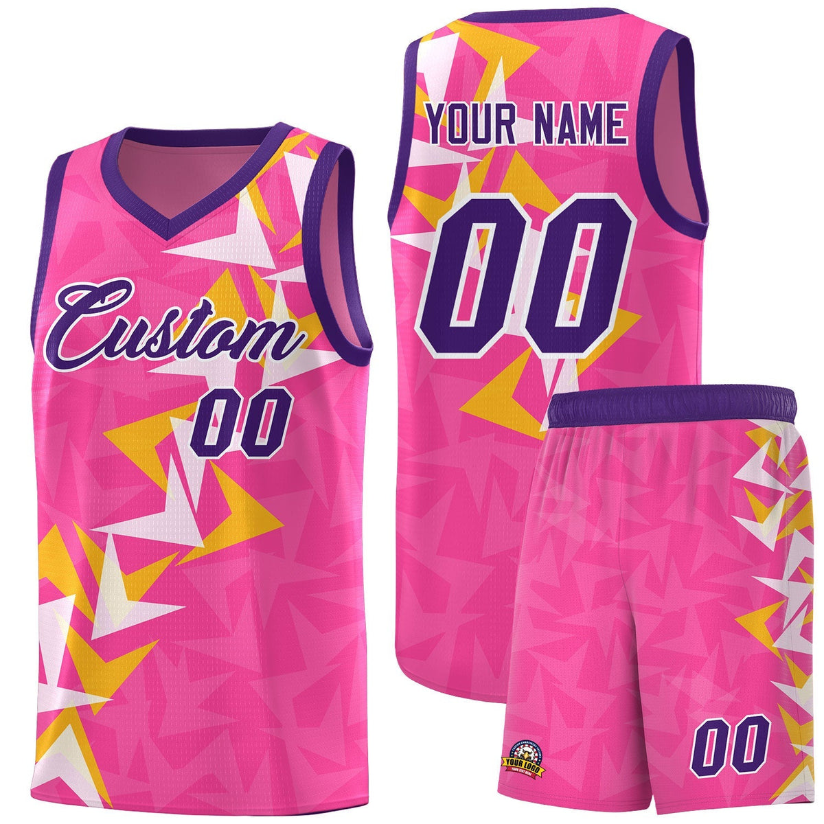 Custom Pink Boomerang Pattern Kits Basketball Jersey|KXKSHOP