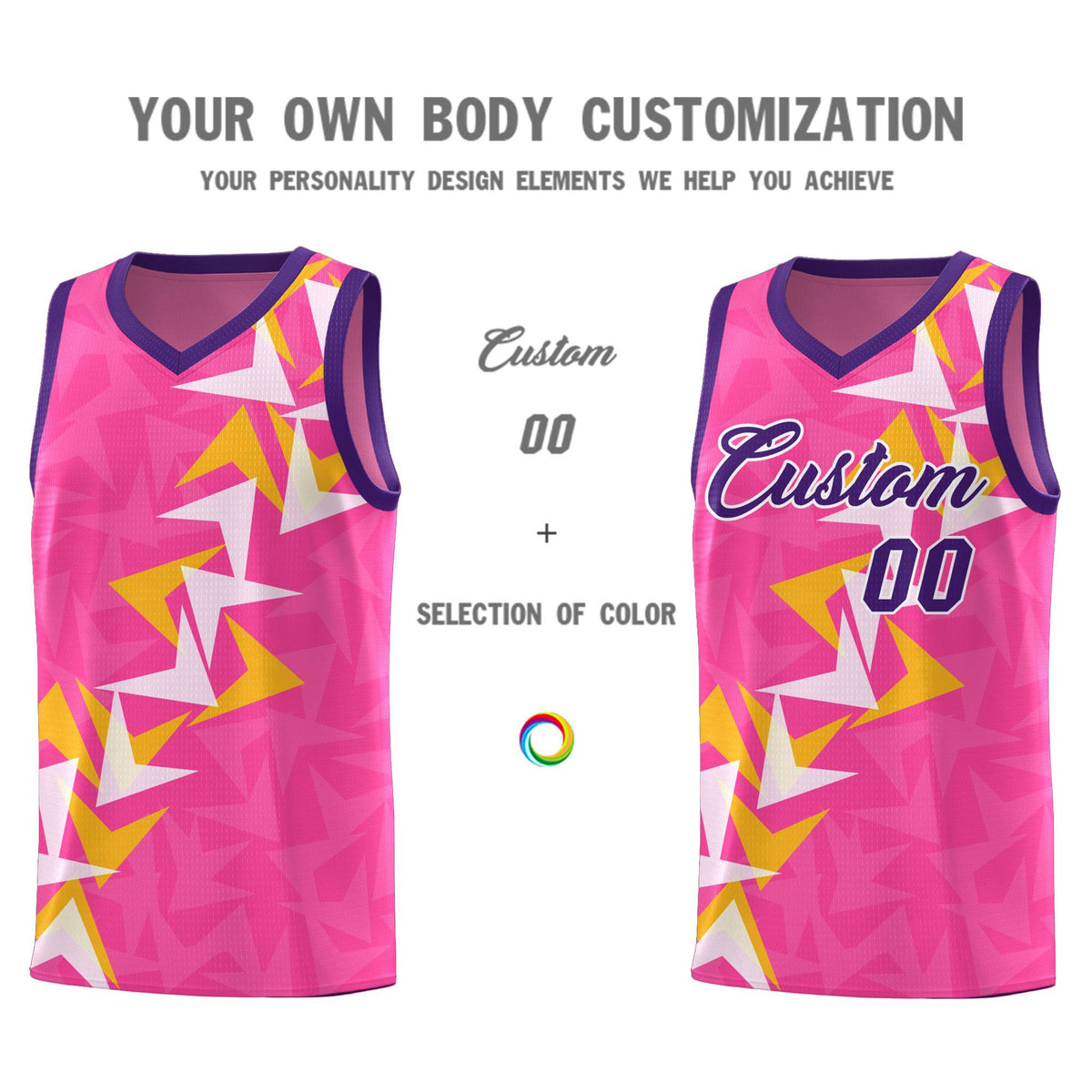 Custom Pink Boomerang Pattern Kits Basketball Jersey|KXKSHOP