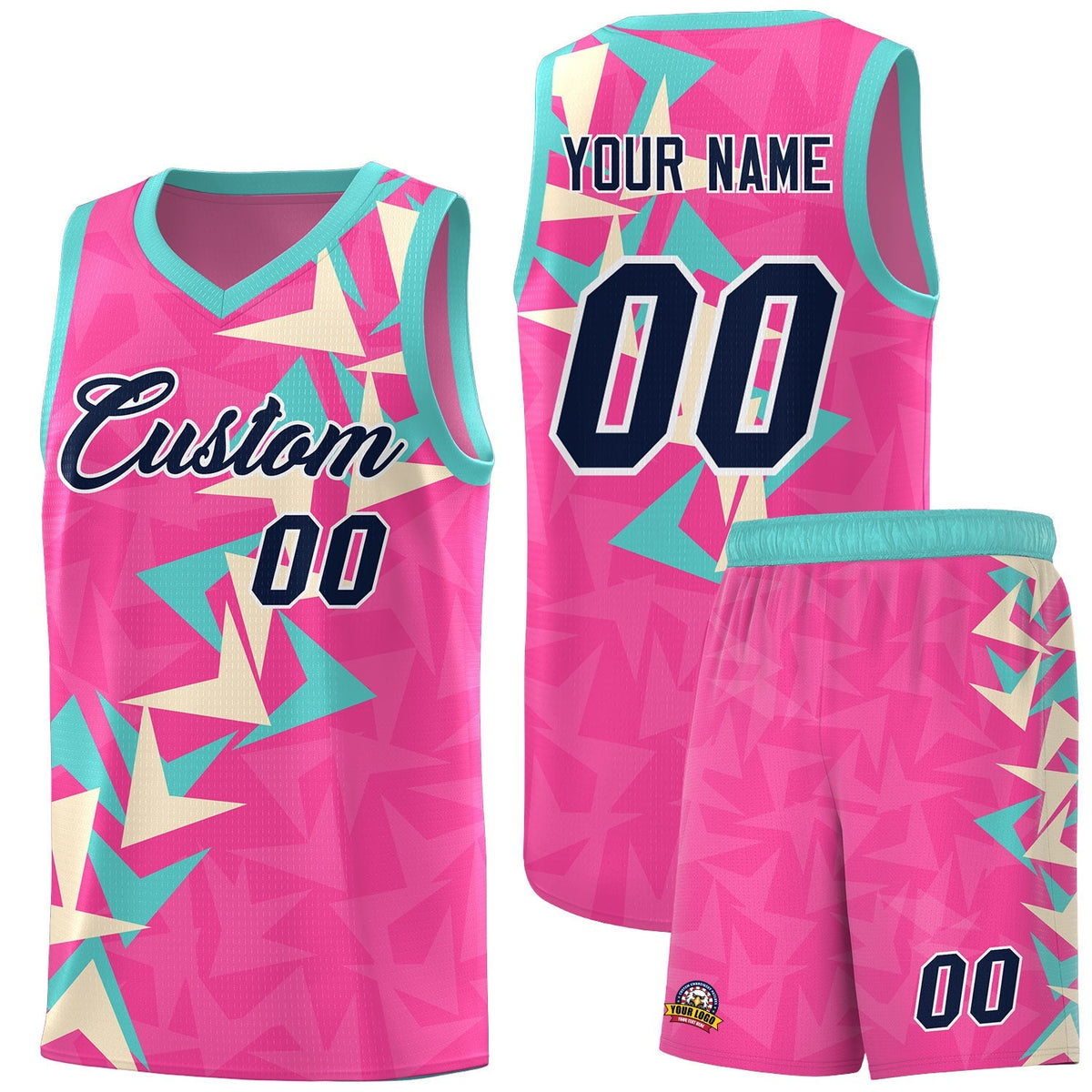 Custom Pink Boomerang Pattern Kits Basketball Jersey|KXKSHOP