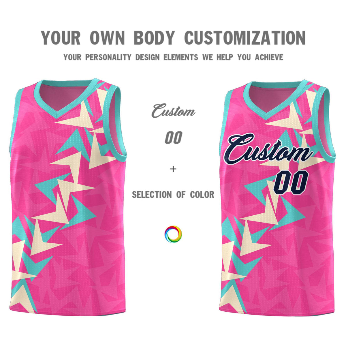 Custom Pink Boomerang Pattern Kits Basketball Jersey|KXKSHOP