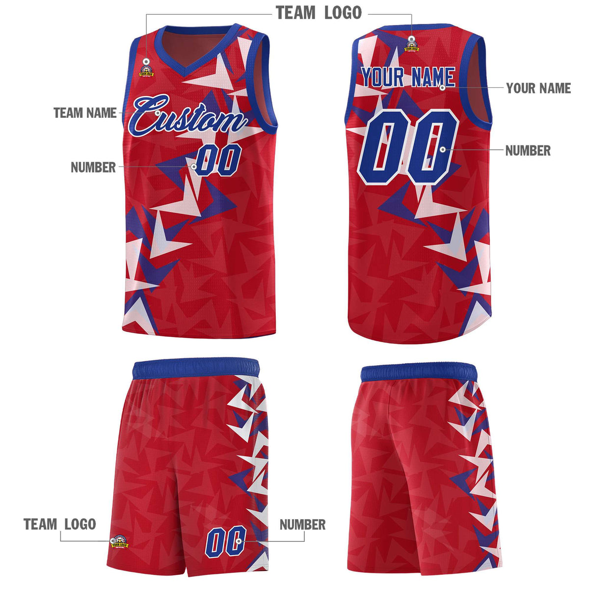 Custom Red Boomerang Pattern Kits Basketball Jersey|KXKSHOP