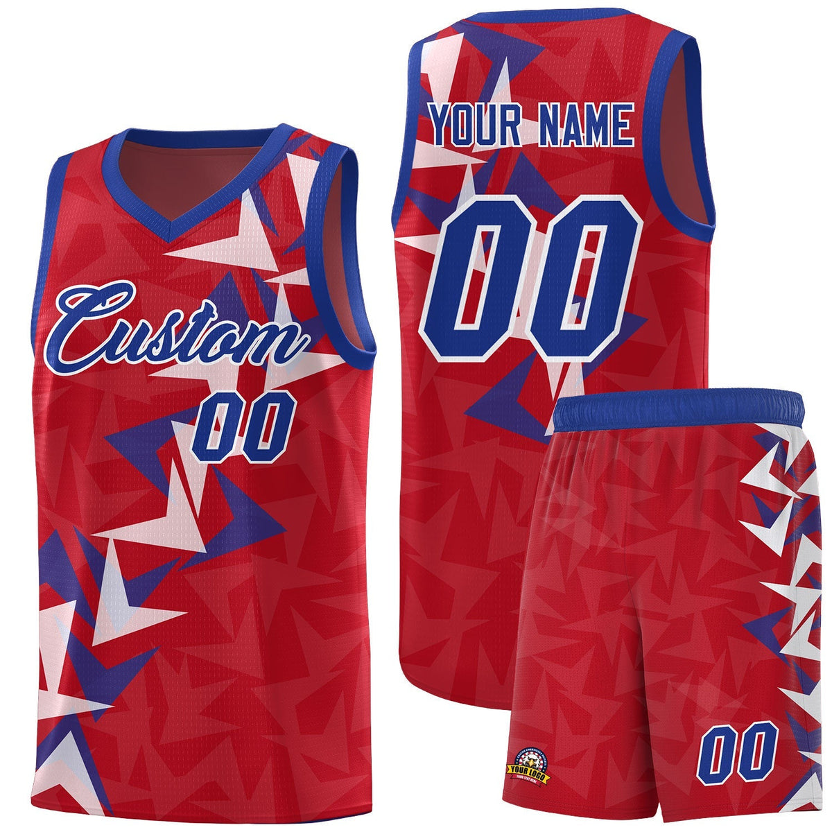Custom Red Boomerang Pattern Kits Basketball Jersey|KXKSHOP