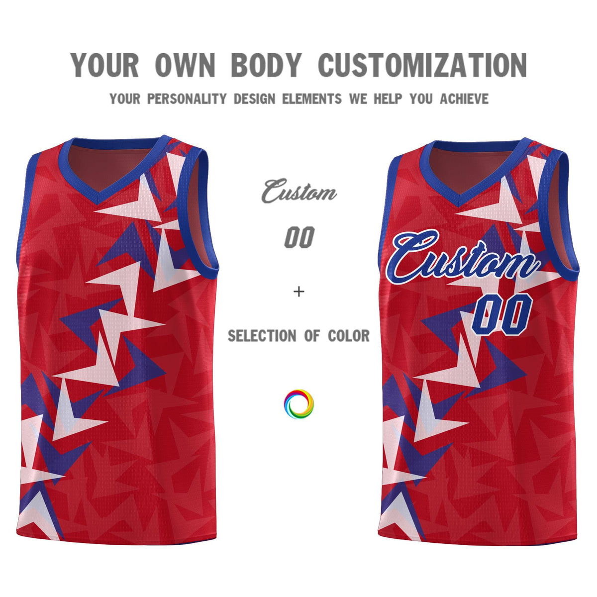 Custom Red Boomerang Pattern Kits Basketball Jersey|KXKSHOP