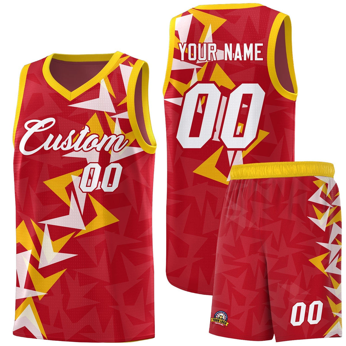 Custom Red Boomerang Pattern Kits Basketball Jersey|KXKSHOP