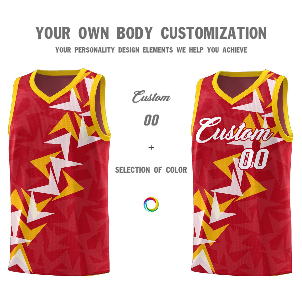 Custom Red Boomerang Pattern Kits Basketball Jersey|KXKSHOP