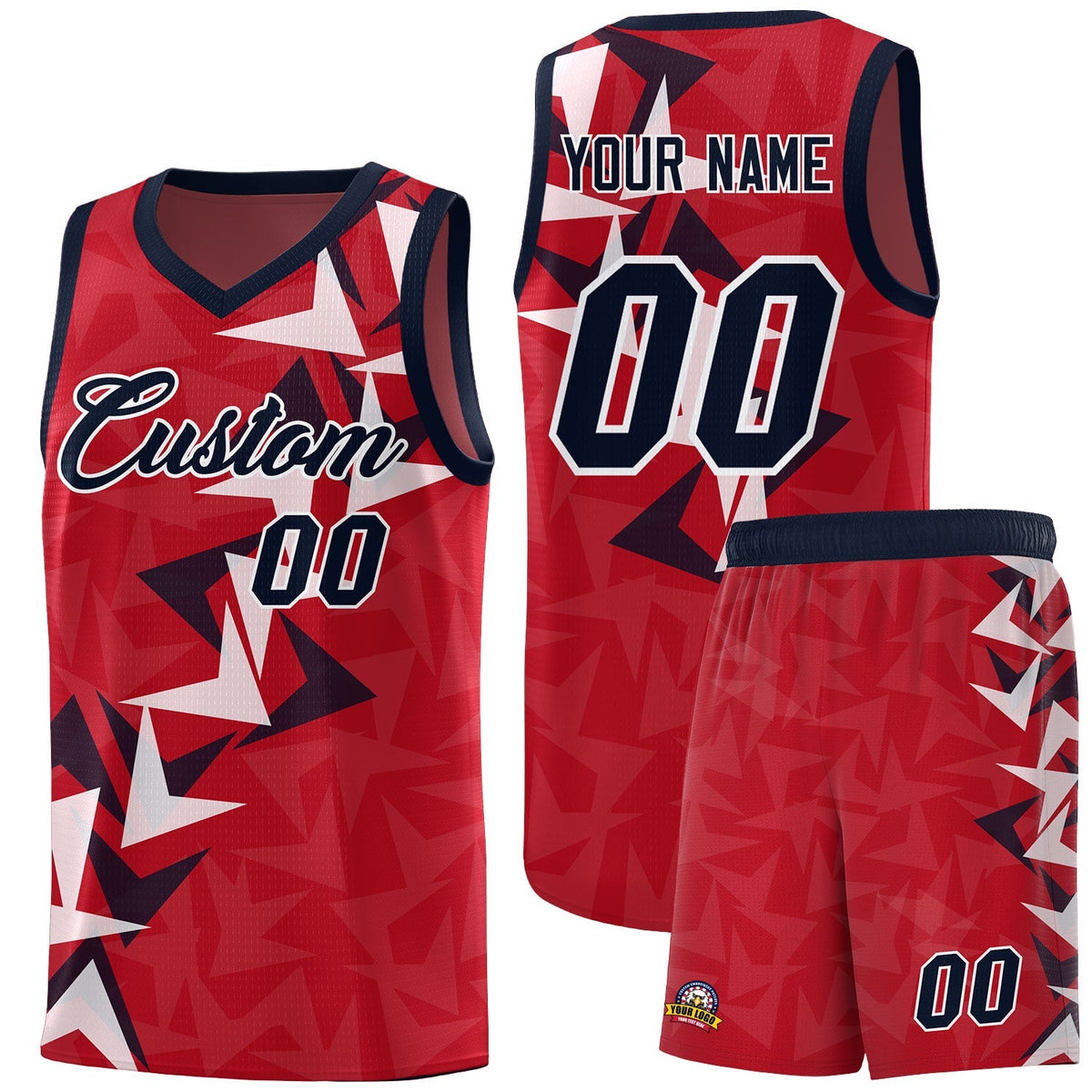 Custom Red Boomerang Pattern Kits Basketball Jersey|KXKSHOP