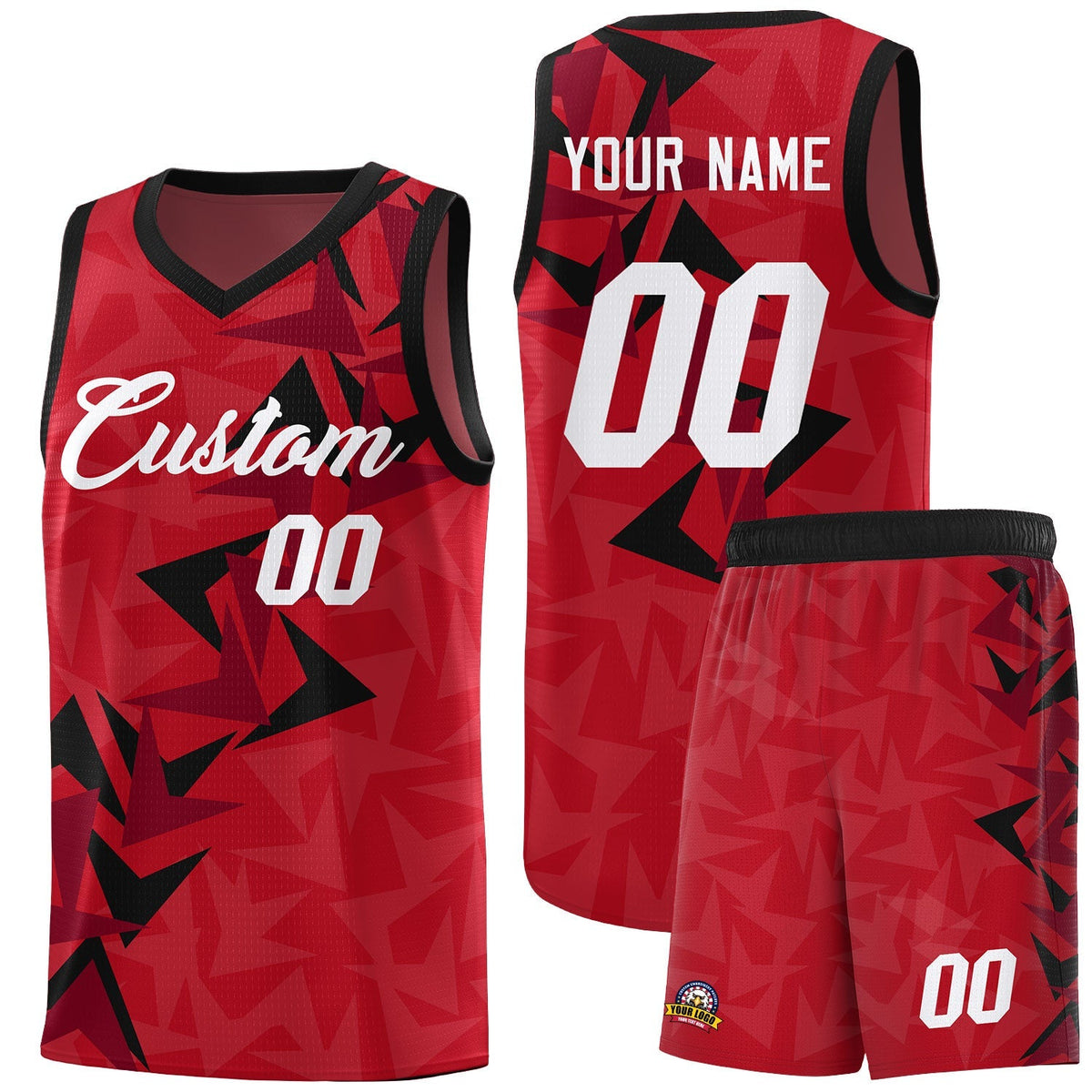 Custom Red Boomerang Pattern Kits Basketball Jersey|KXKSHOP