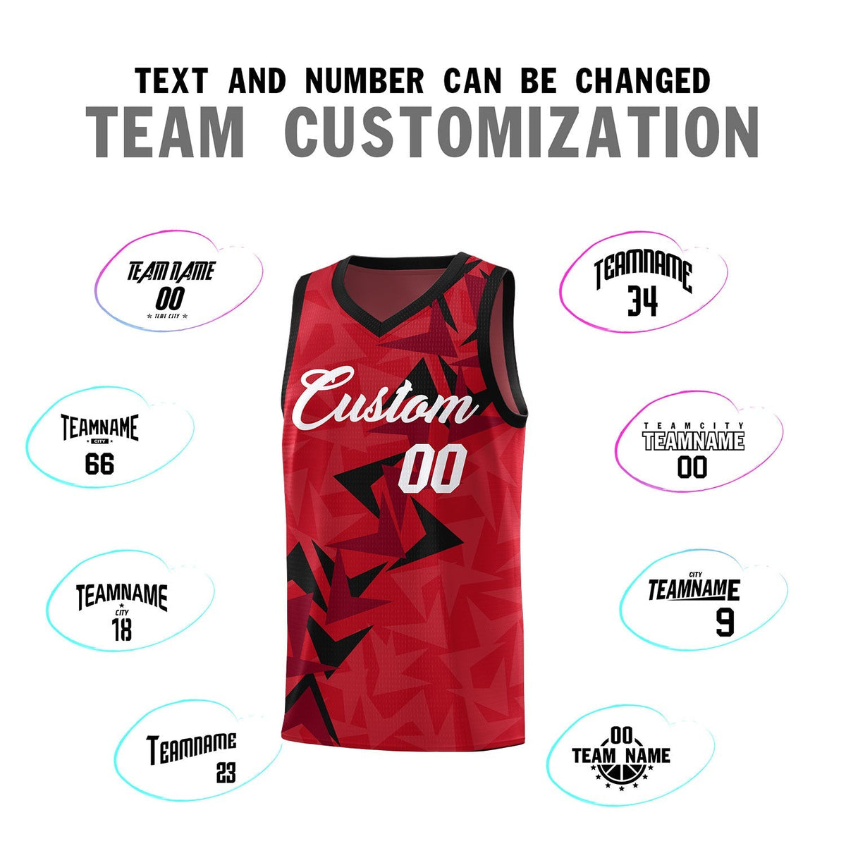 Custom Red Boomerang Pattern Kits Basketball Jersey|KXKSHOP