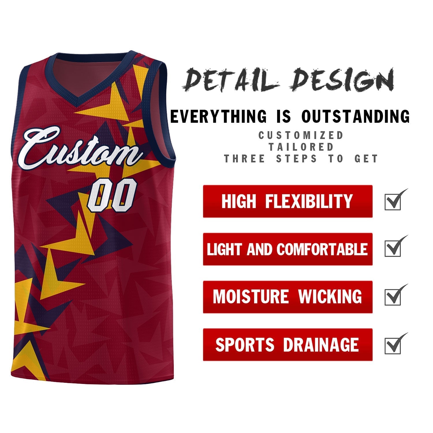 Custom Crimson Boomerang Pattern Kits Basketball Jersey|KXKSHOP