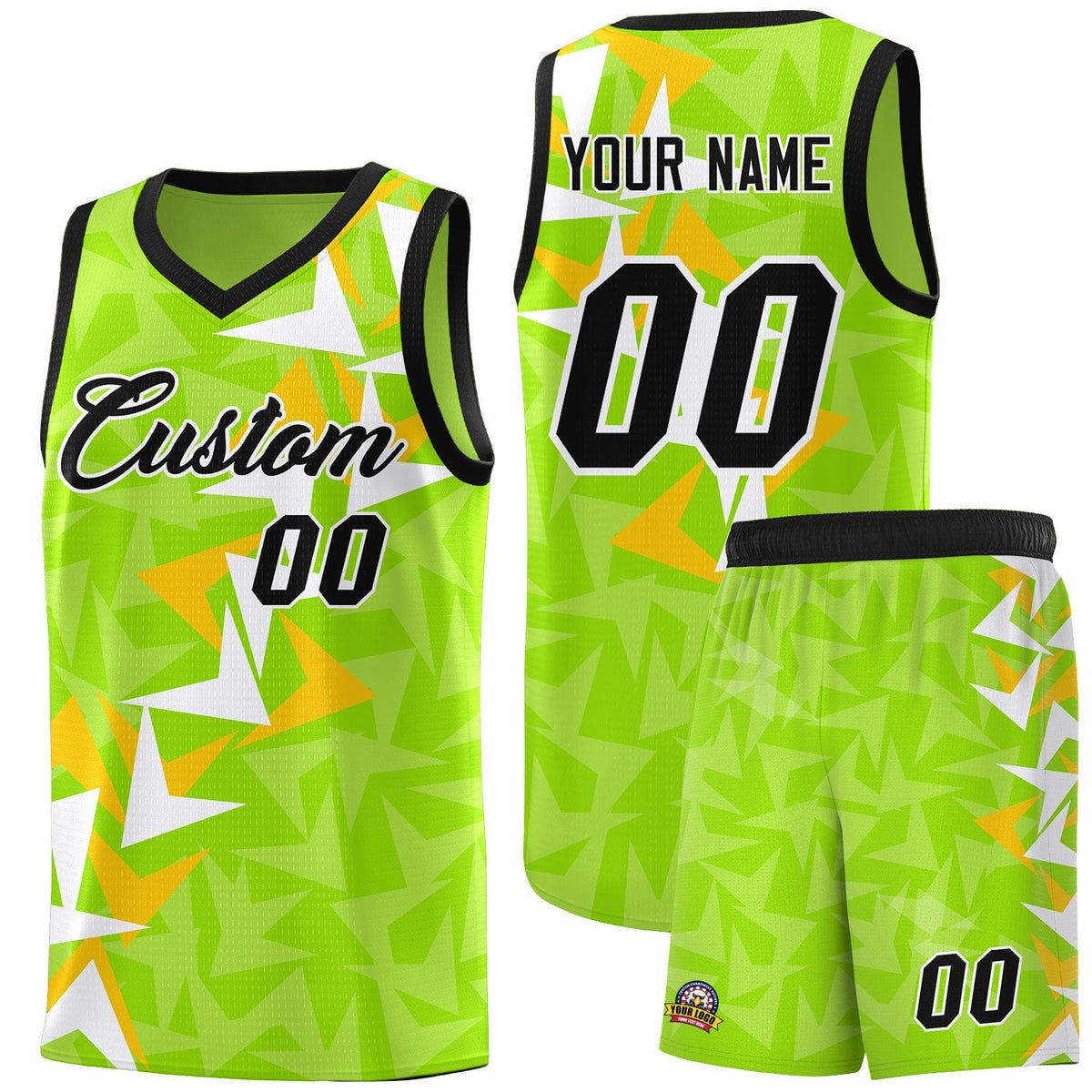 Custom Neon Green Boomerang Pattern Kits Basketball Jersey|KXKSHOP