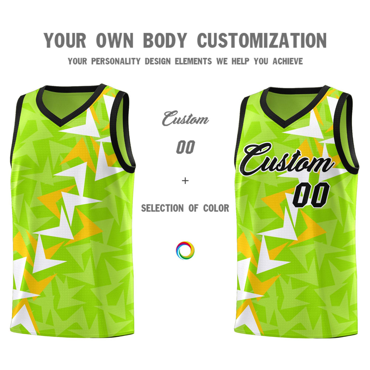Custom Neon Green Boomerang Pattern Kits Basketball Jersey|KXKSHOP