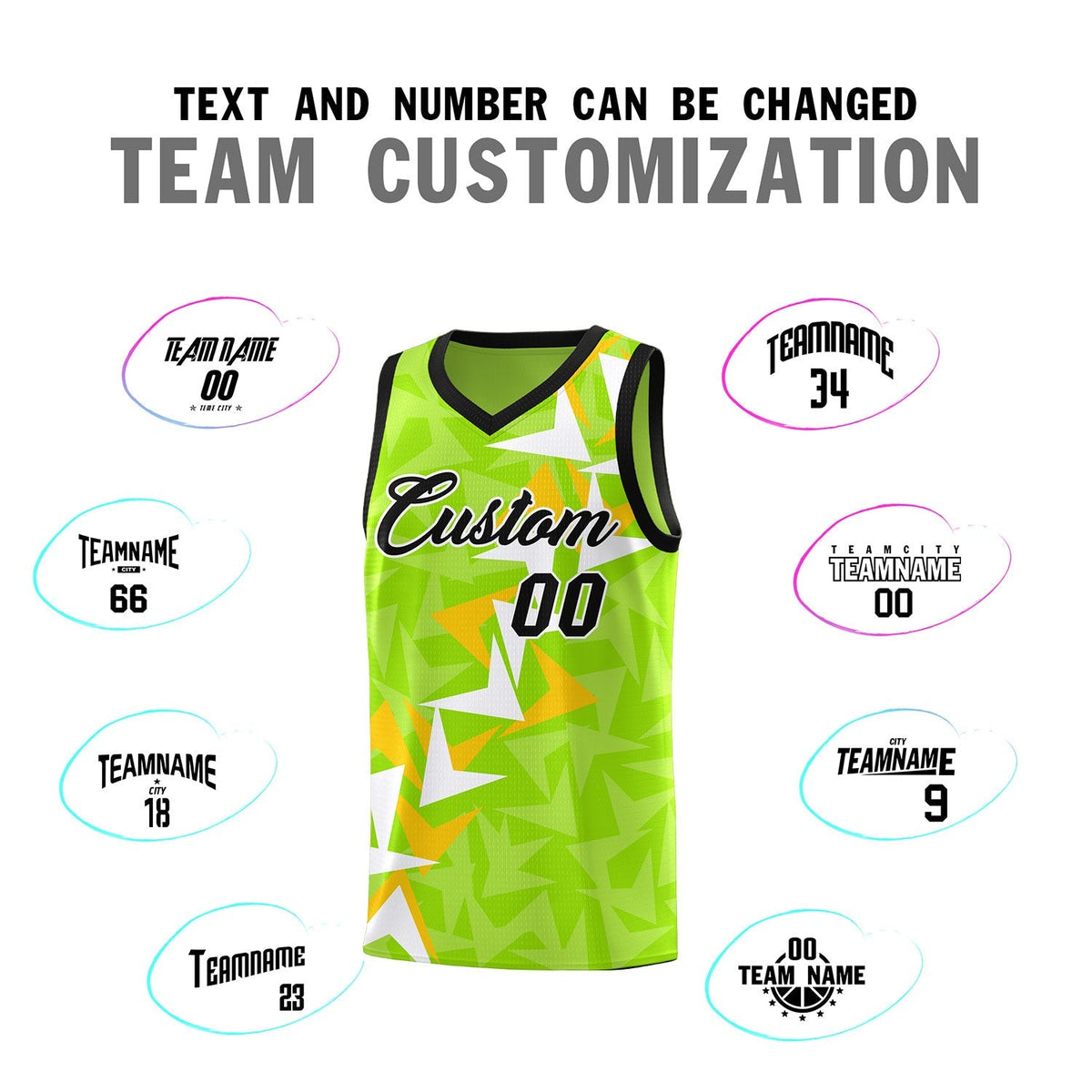 Custom Neon Green Boomerang Pattern Kits Basketball Jersey|KXKSHOP