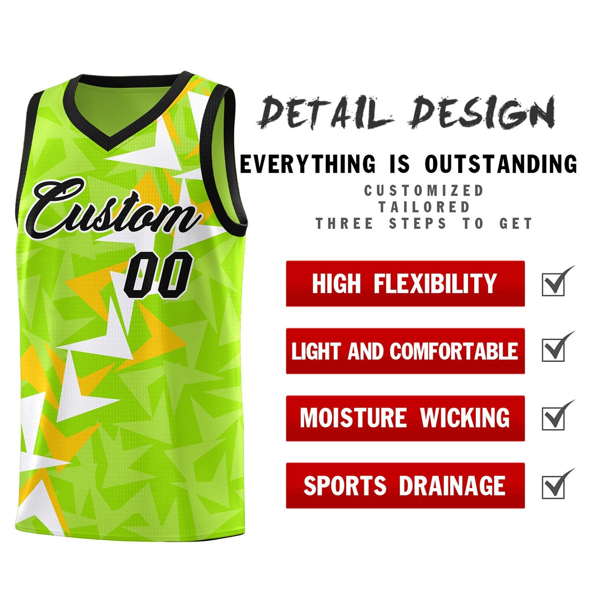 Custom Neon Green Boomerang Pattern Kits Basketball Jersey|KXKSHOP