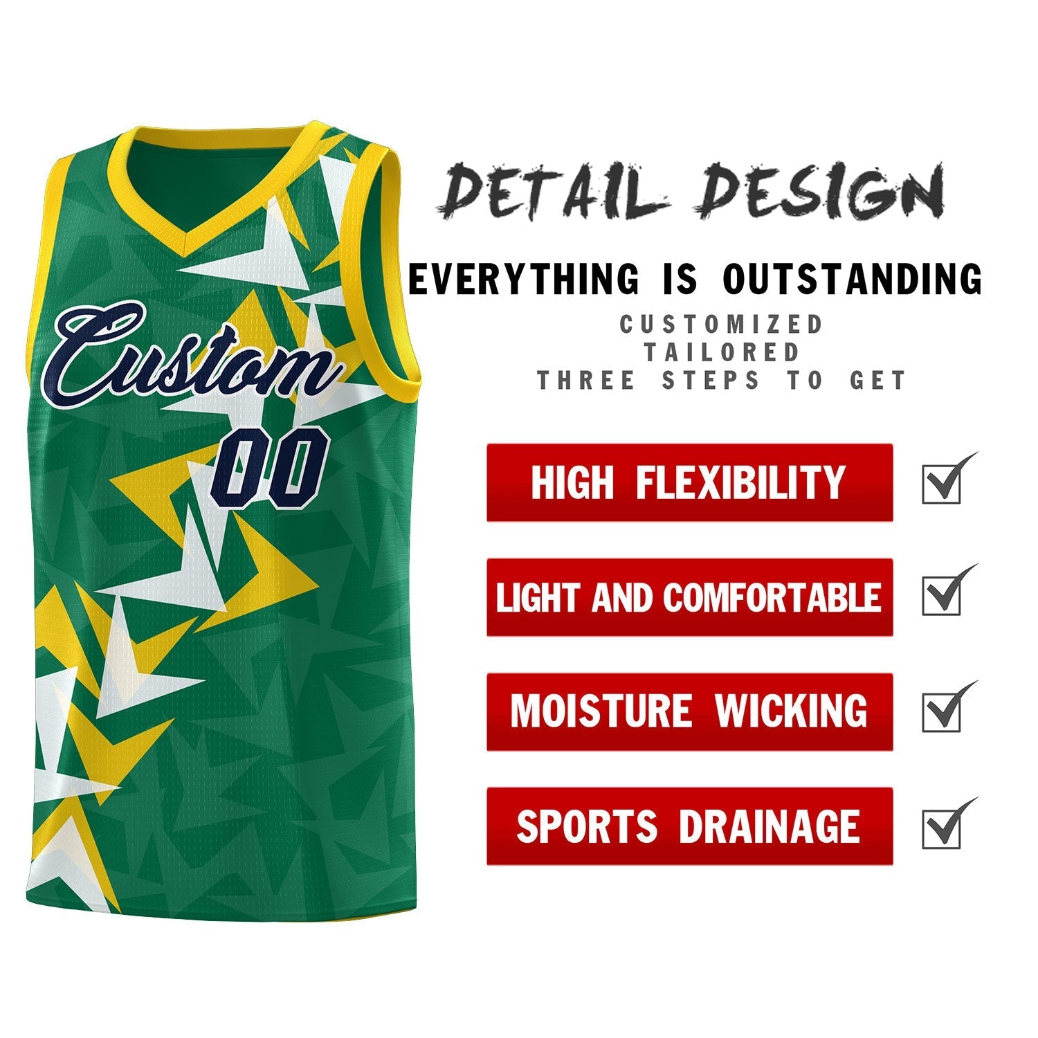Custom Kelly Green Boomerang Pattern Kits Basketball Jersey|KXKSHOP