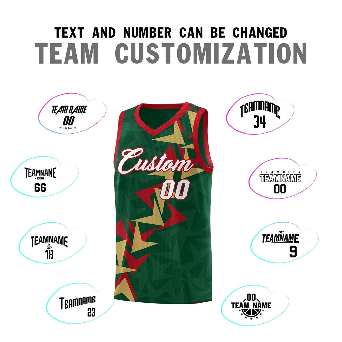 Custom Hunter Green Boomerang Pattern Kits Basketball Jersey|KXKSHOP