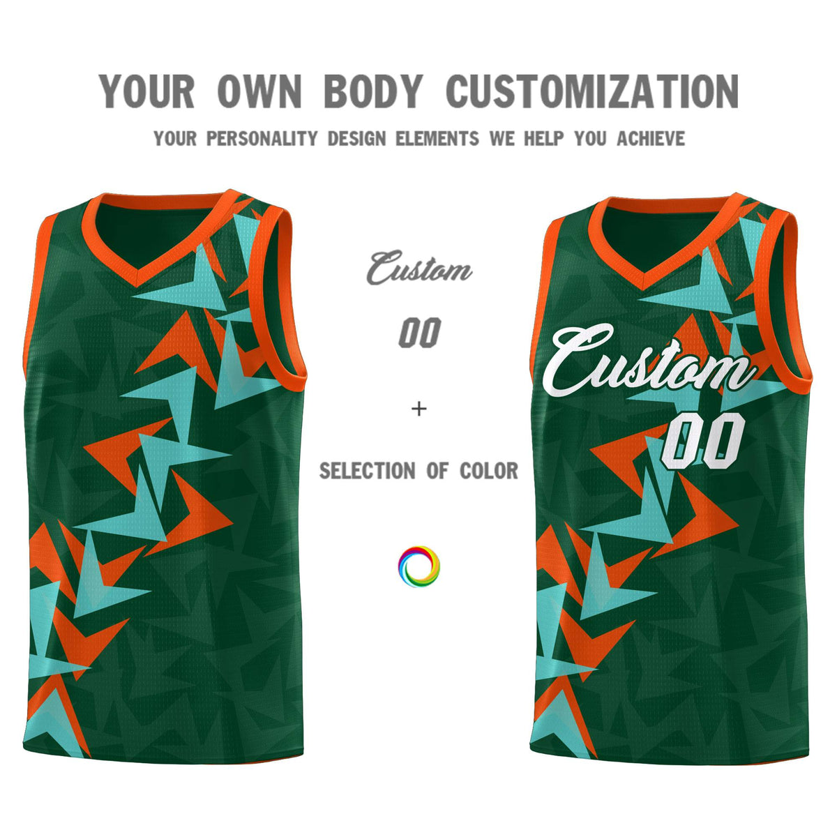 Custom Hunter Green Boomerang Pattern Kits Basketball Jersey|KXKSHOP
