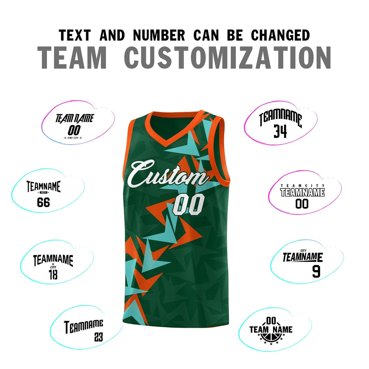 Custom Hunter Green Boomerang Pattern Kits Basketball Jersey|KXKSHOP