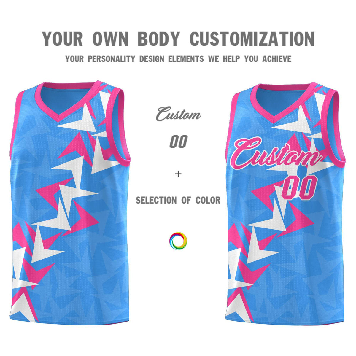 Custom Light Blue Boomerang Pattern Kits Basketball Jersey|KXKSHOP