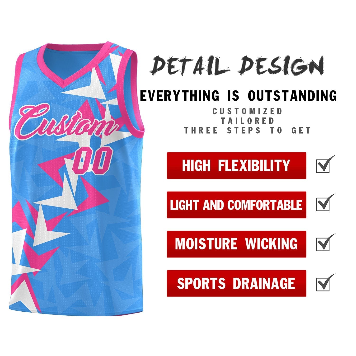 Custom Light Blue Boomerang Pattern Kits Basketball Jersey|KXKSHOP