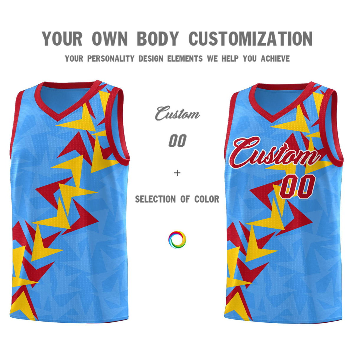 Custom Light Blue Boomerang Pattern Kits Basketball Jersey|KXKSHOP