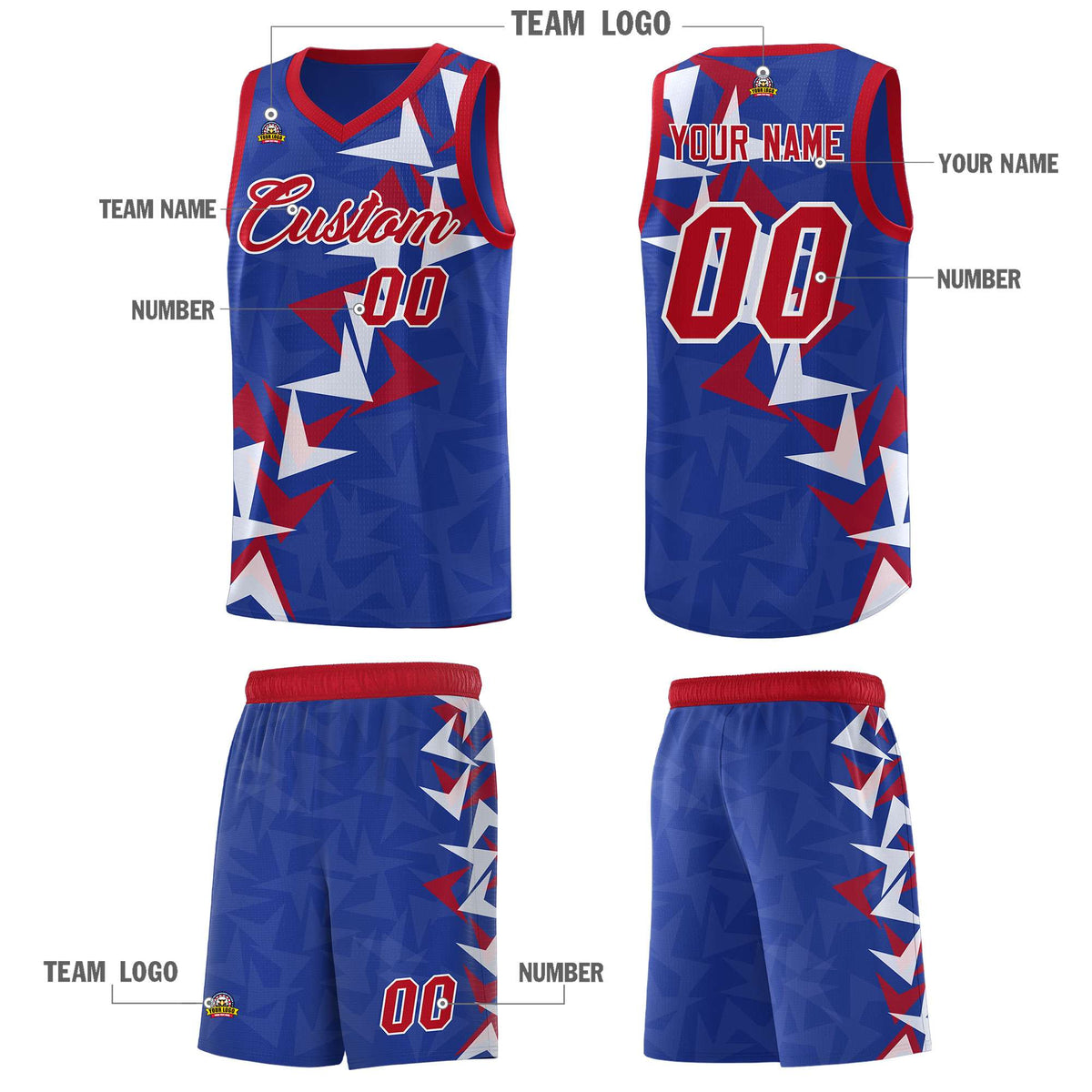 Custom Royal Boomerang Pattern Kits Basketball Jersey|KXKSHOP