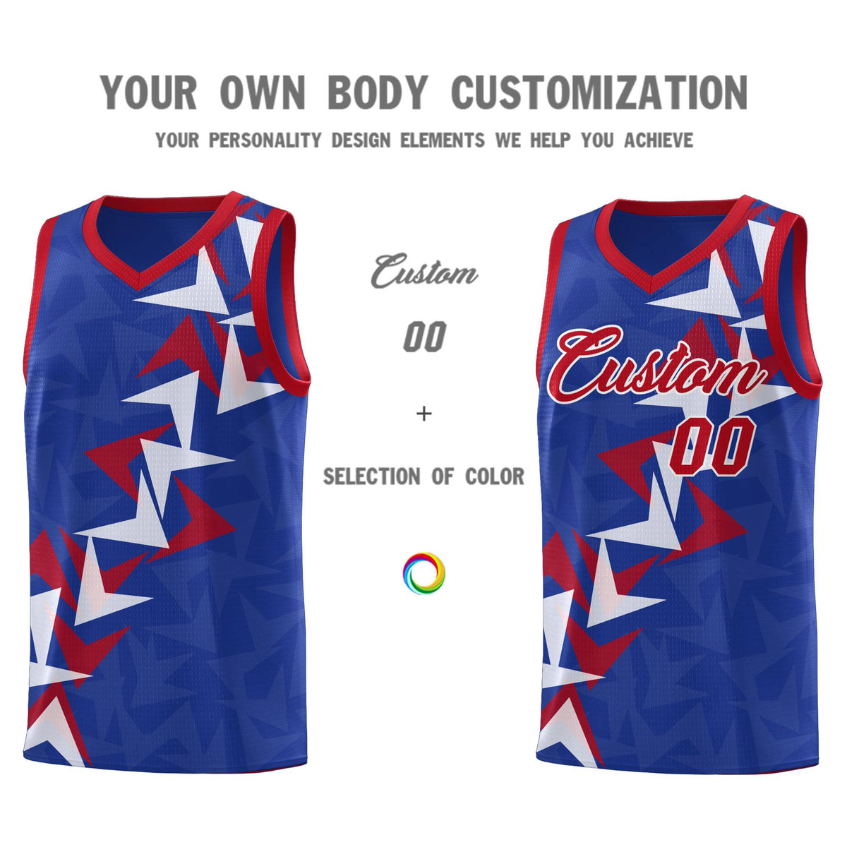 Custom Royal Boomerang Pattern Kits Basketball Jersey|KXKSHOP