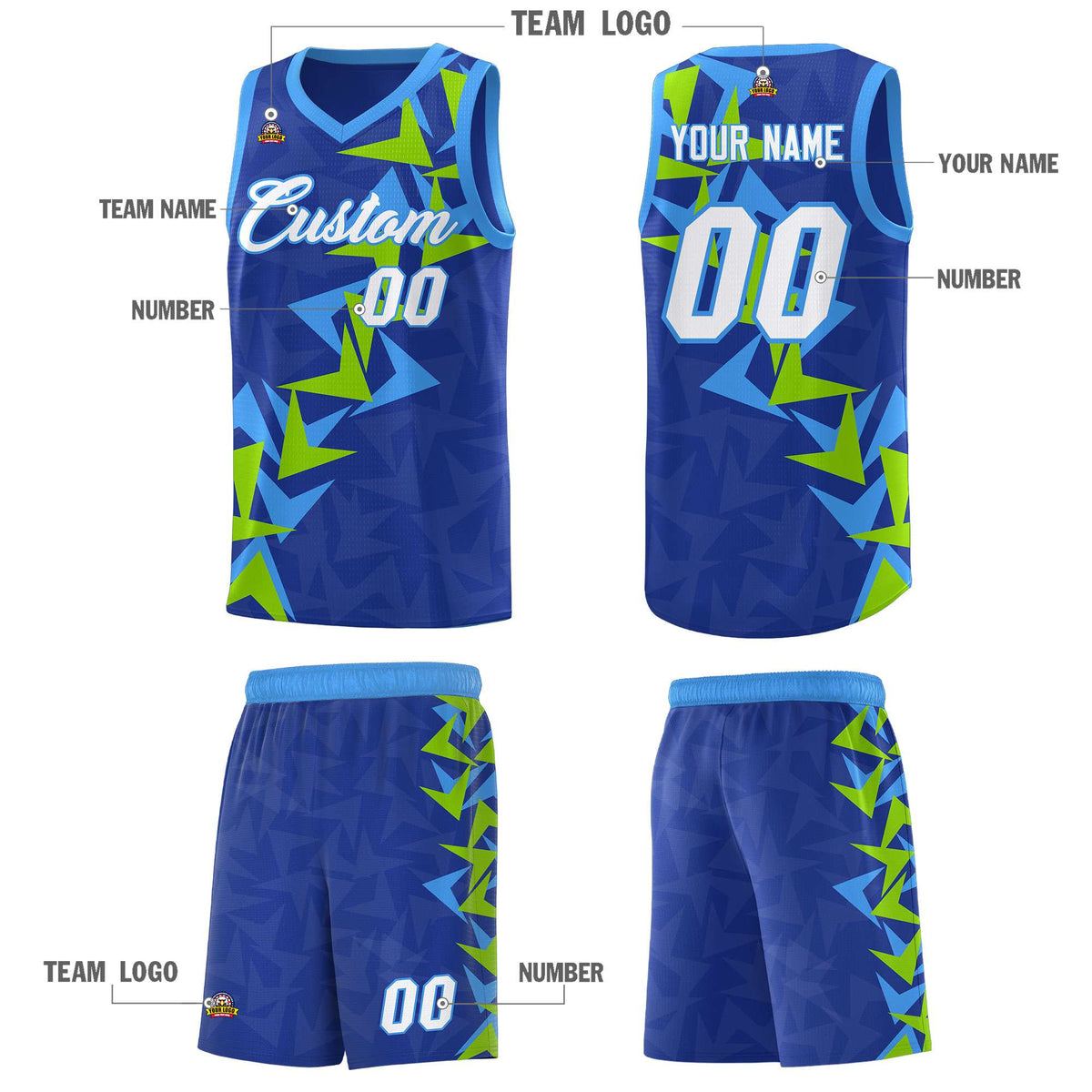 Custom Royal Boomerang Pattern Kits Basketball Jersey|KXKSHOP