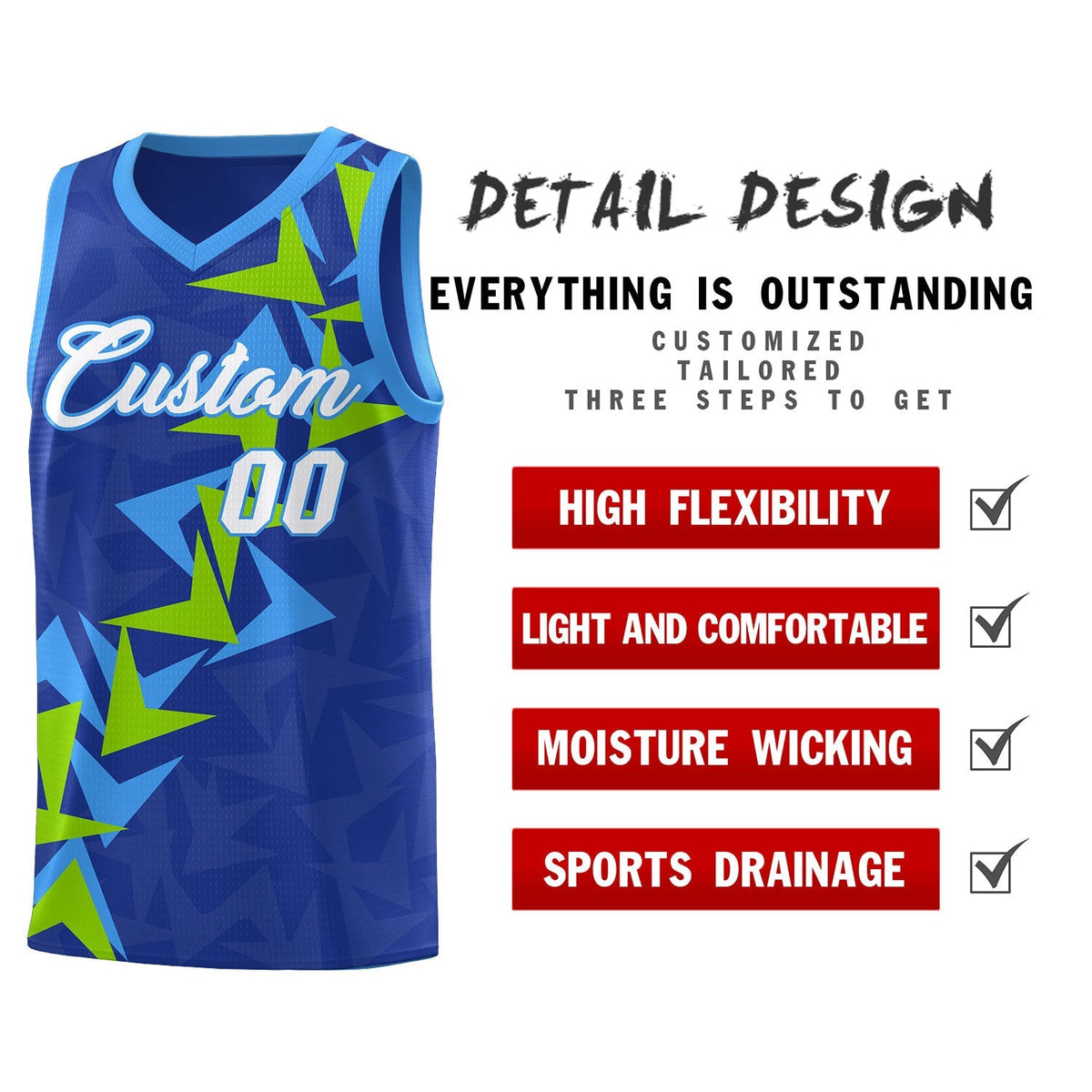 Custom Royal Boomerang Pattern Kits Basketball Jersey|KXKSHOP