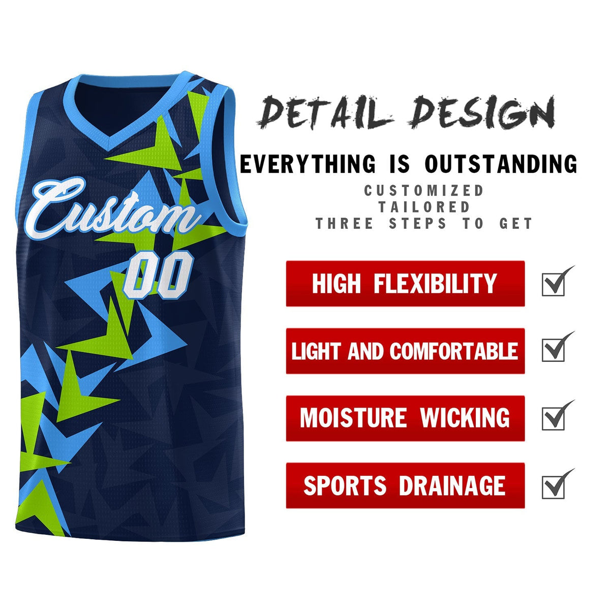 Custom Navy Boomerang Pattern Kits Basketball Jersey|KXKSHOP
