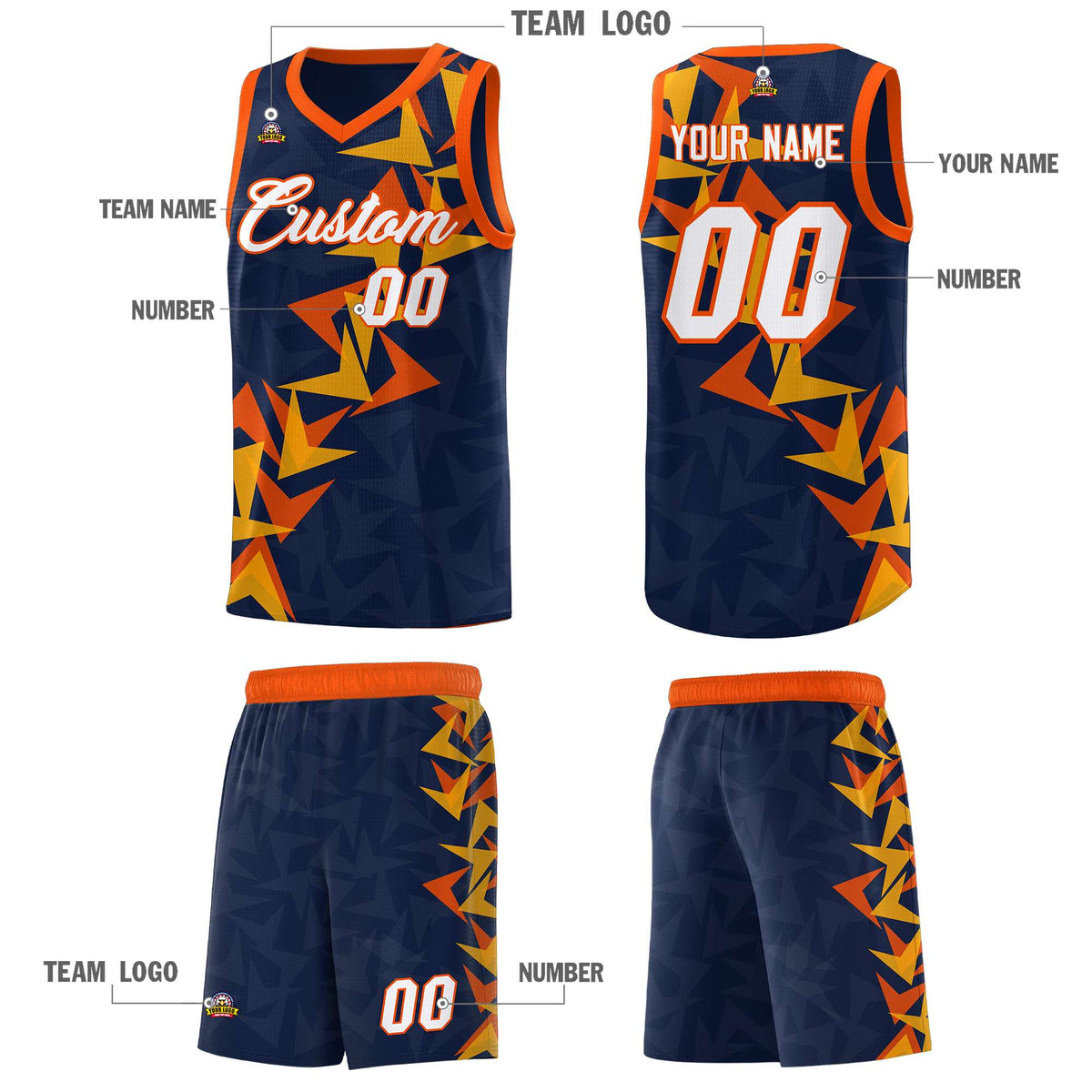 Custom Navy Boomerang Pattern Kits Basketball Jersey|KXKSHOP