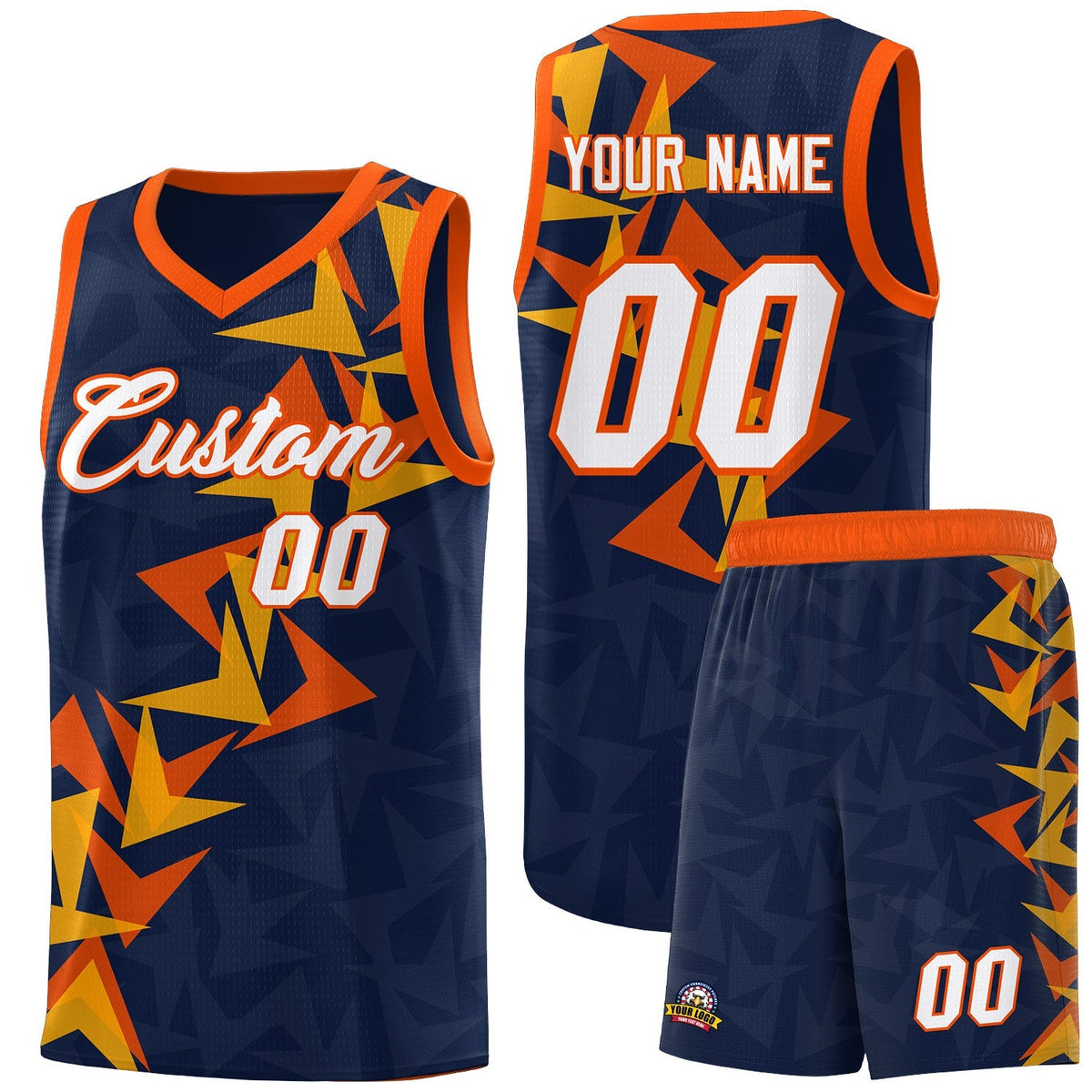 Custom Navy Boomerang Pattern Kits Basketball Jersey|KXKSHOP