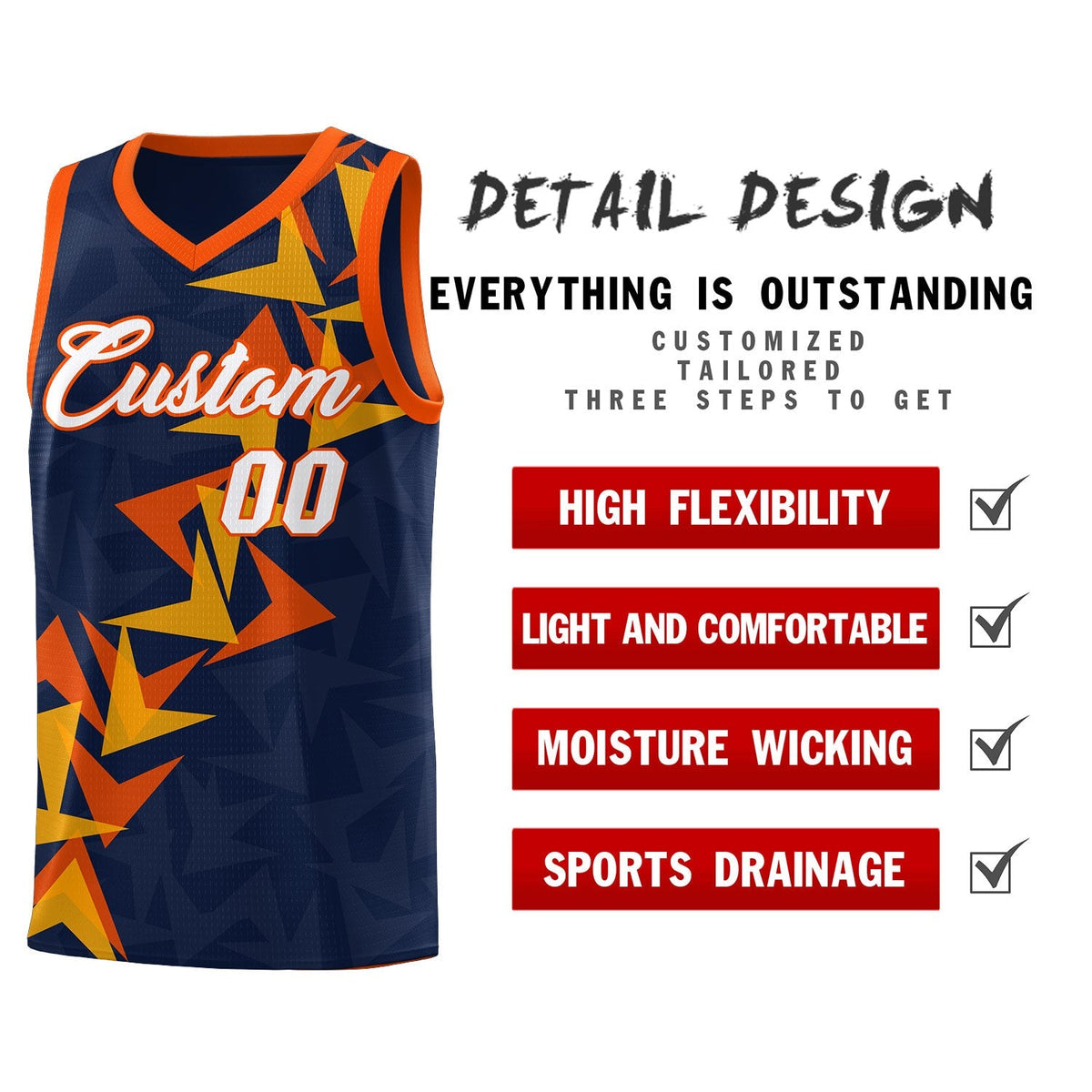 Custom Navy Boomerang Pattern Kits Basketball Jersey|KXKSHOP