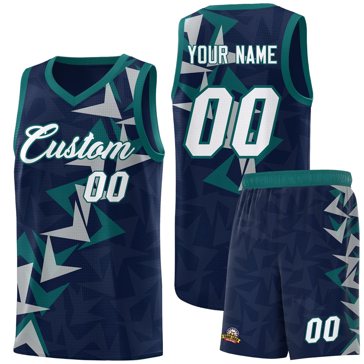 Custom Navy Boomerang Pattern Kits Basketball Jersey|KXKSHOP