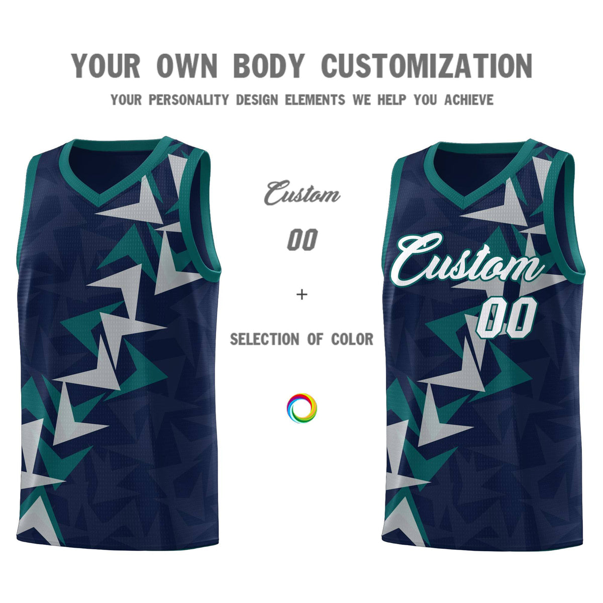 Custom Navy Boomerang Pattern Kits Basketball Jersey|KXKSHOP
