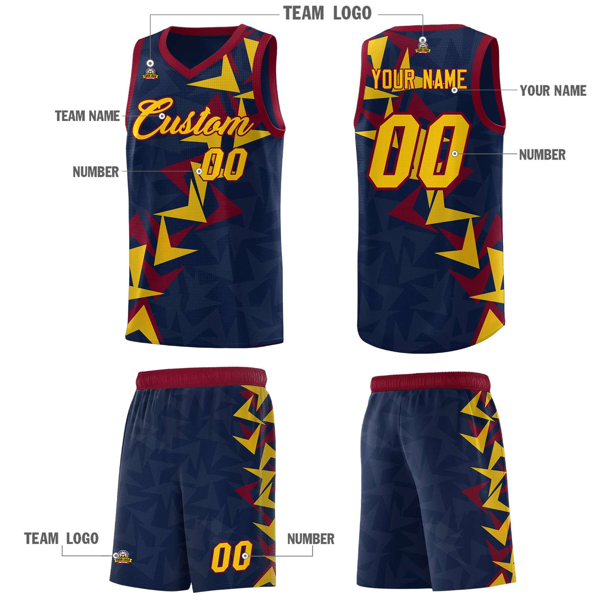 Custom Navy Boomerang Pattern Kits Basketball Jersey|KXKSHOP