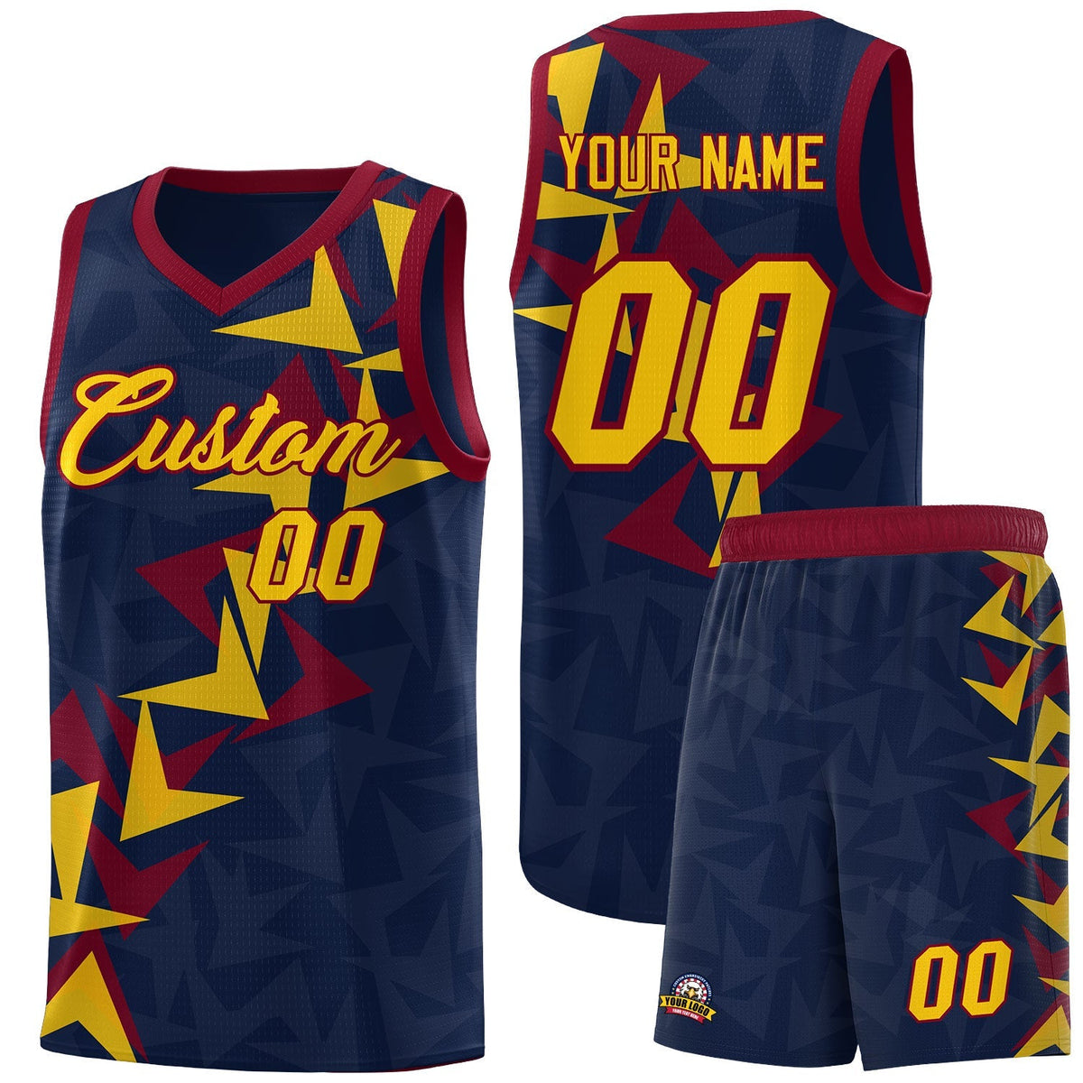 Custom Navy Boomerang Pattern Kits Basketball Jersey|KXKSHOP