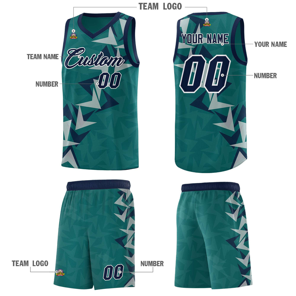 Custom Aqua Boomerang Pattern Kits Basketball Jersey|KXKSHOP