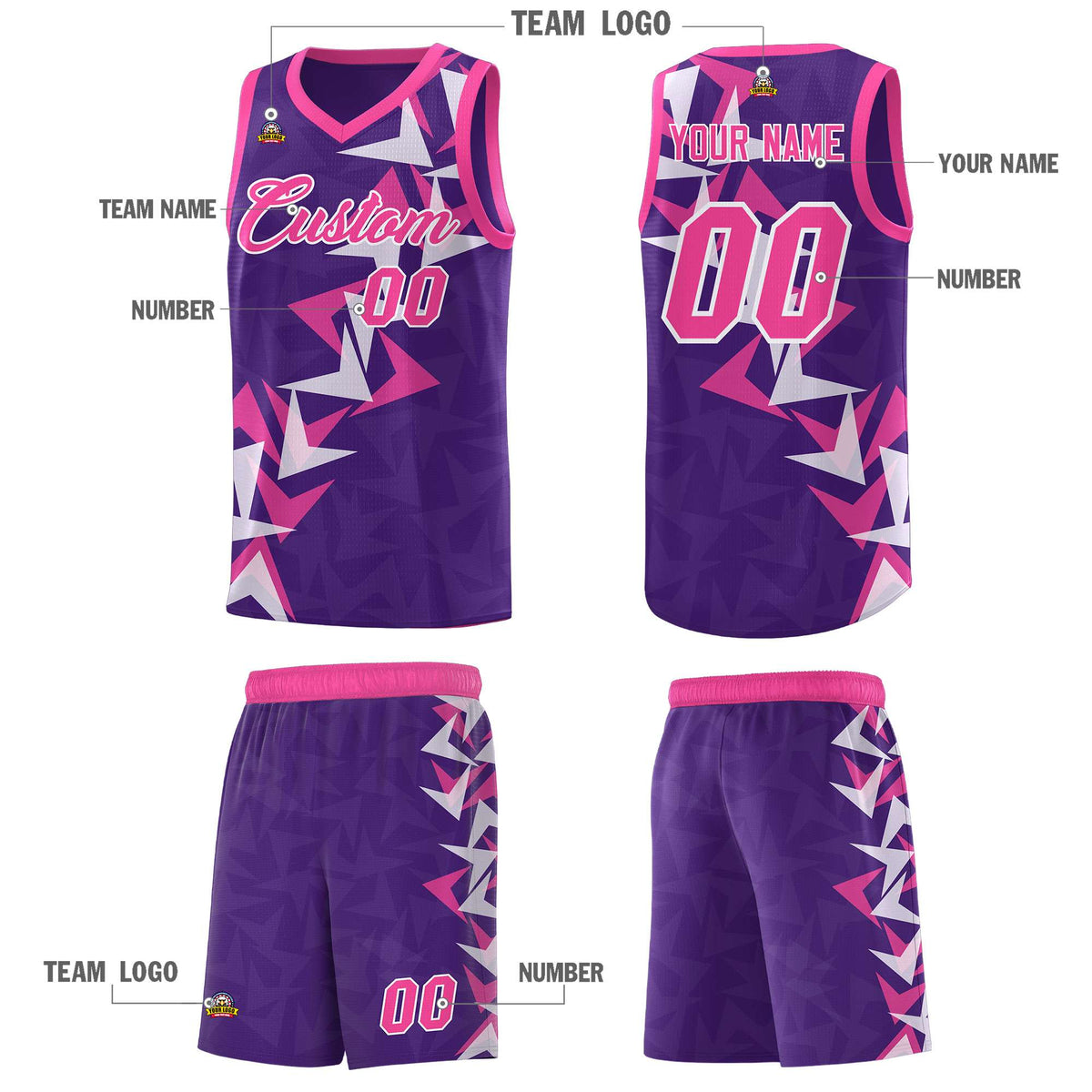 Custom Purple Boomerang Pattern Kits Basketball Jersey|KXKSHOP
