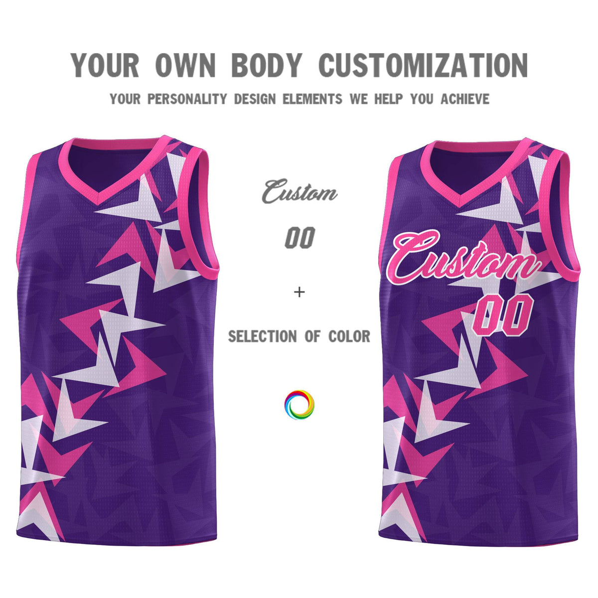 Custom Purple Boomerang Pattern Kits Basketball Jersey|KXKSHOP