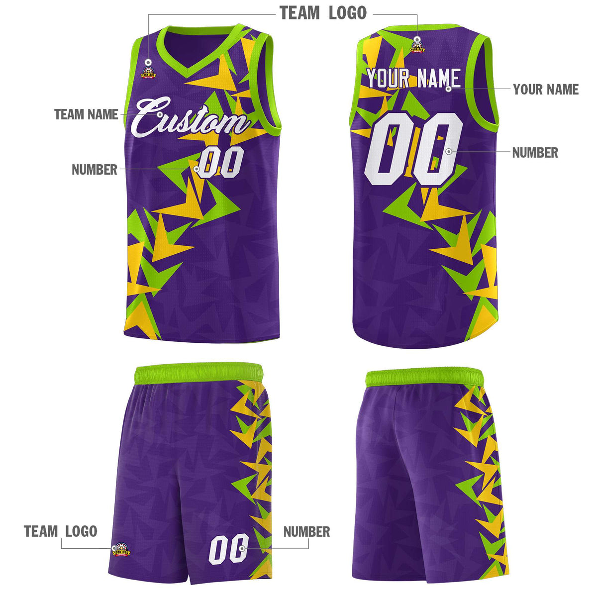 Custom Purple Boomerang Pattern Kits Basketball Jersey|KXKSHOP