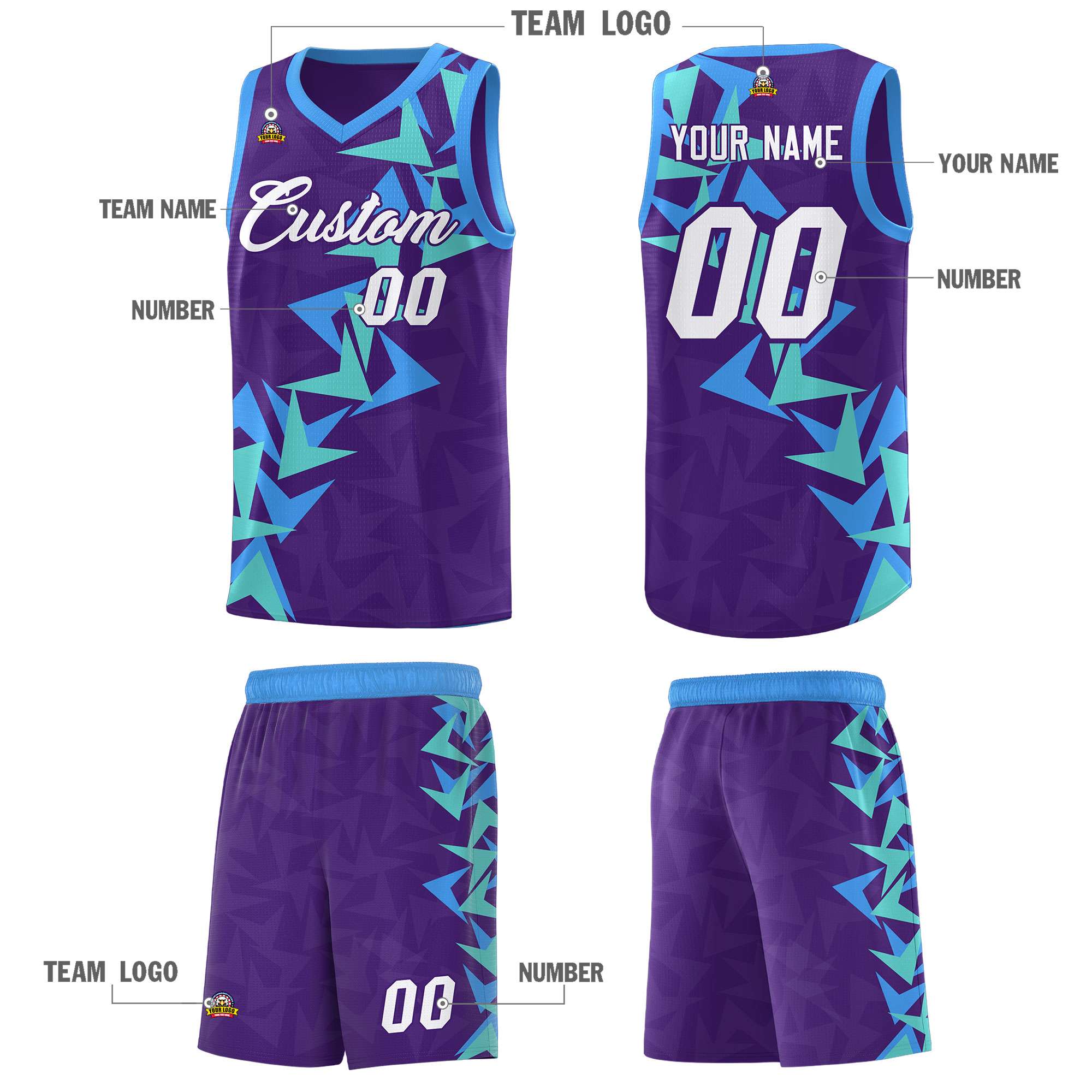 Custom Purple Boomerang Pattern Kits Basketball Jersey|KXKSHOP