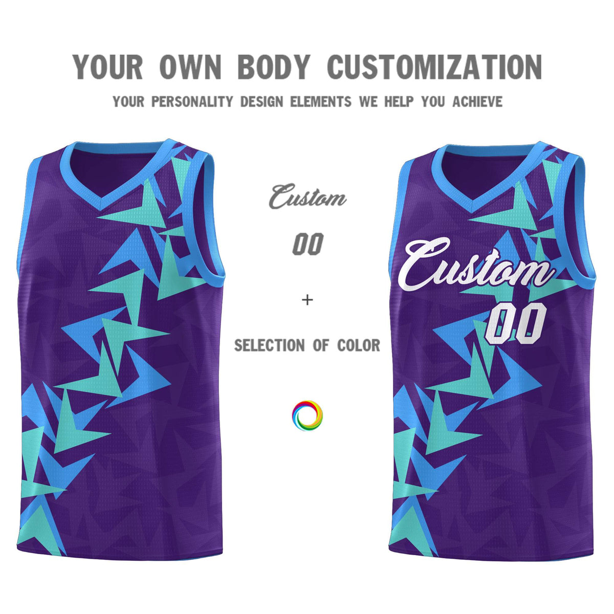 Custom Purple Boomerang Pattern Kits Basketball Jersey|KXKSHOP