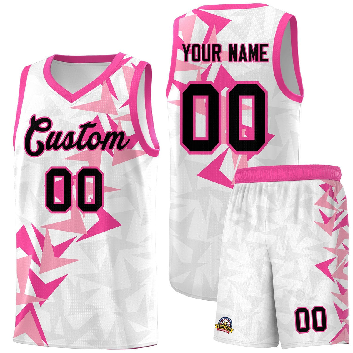Custom White Boomerang Pattern Kits Basketball Jersey|KXKSHOP