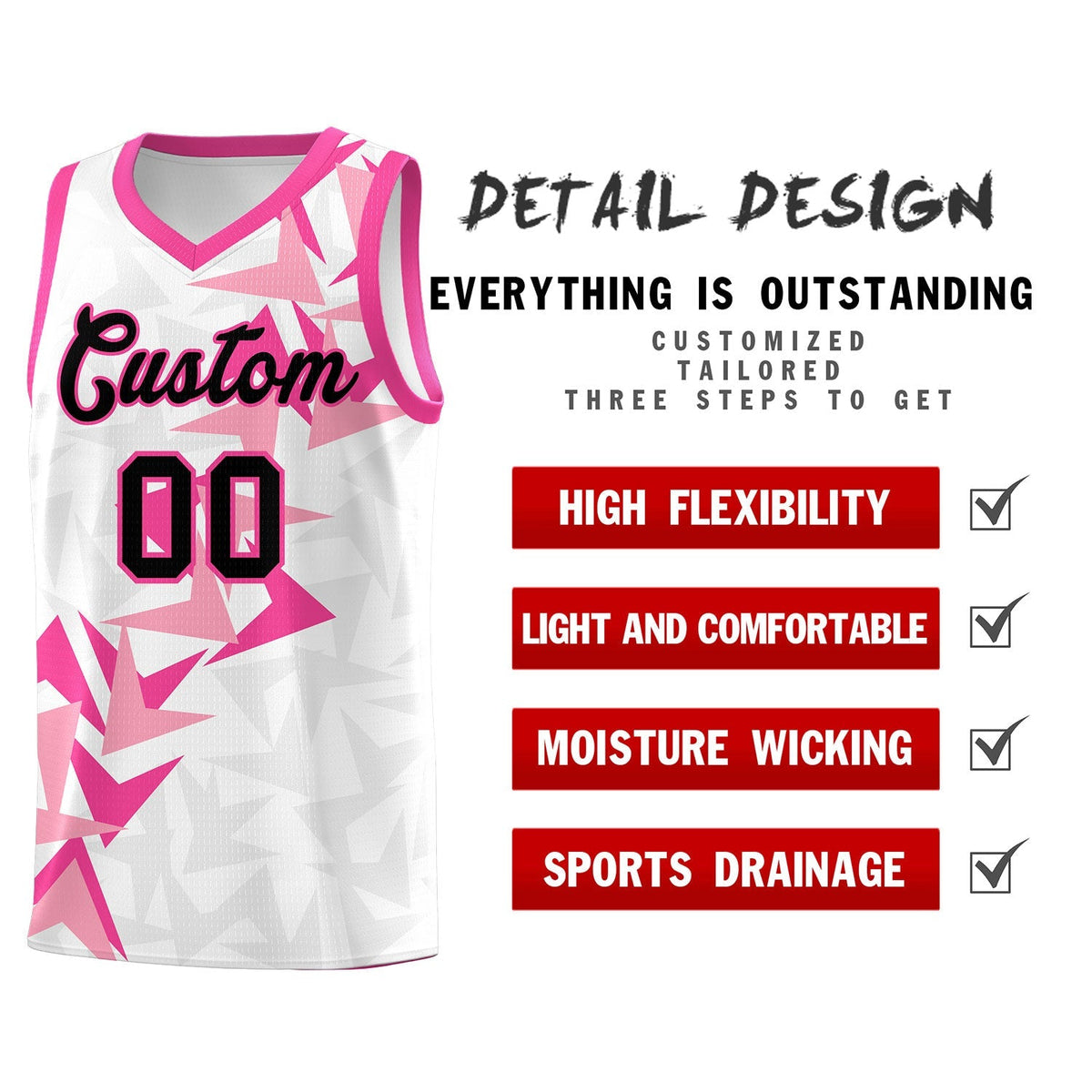 Custom White Boomerang Pattern Kits Basketball Jersey|KXKSHOP