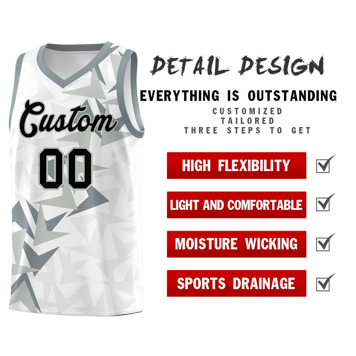 Custom White Boomerang Pattern Kits Basketball Jersey|KXKSHOP