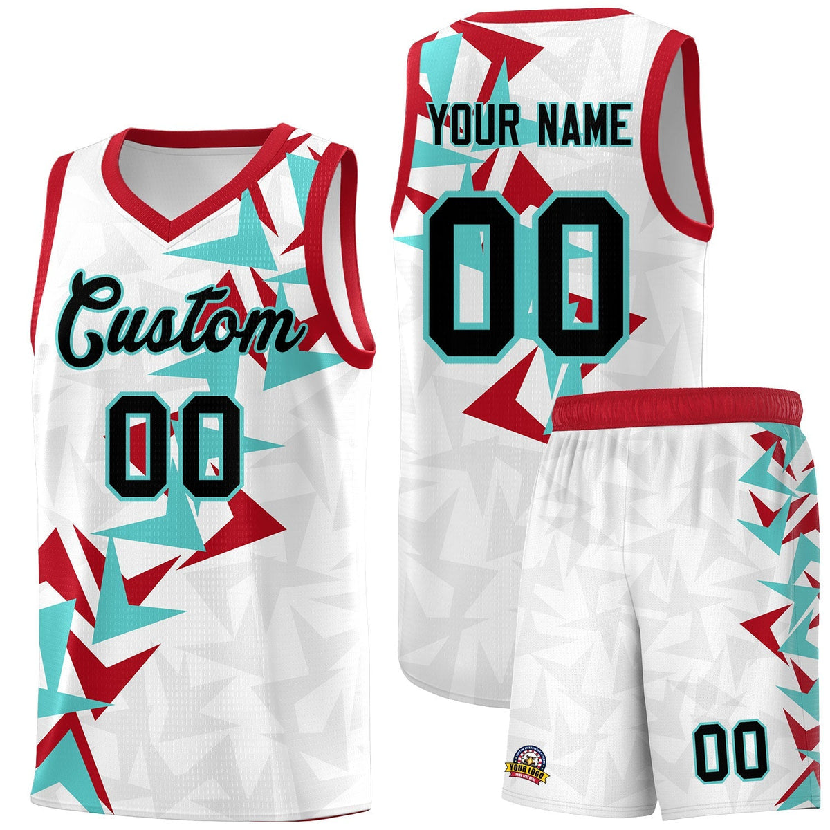 Custom White Boomerang Pattern Kits Basketball Jersey|KXKSHOP