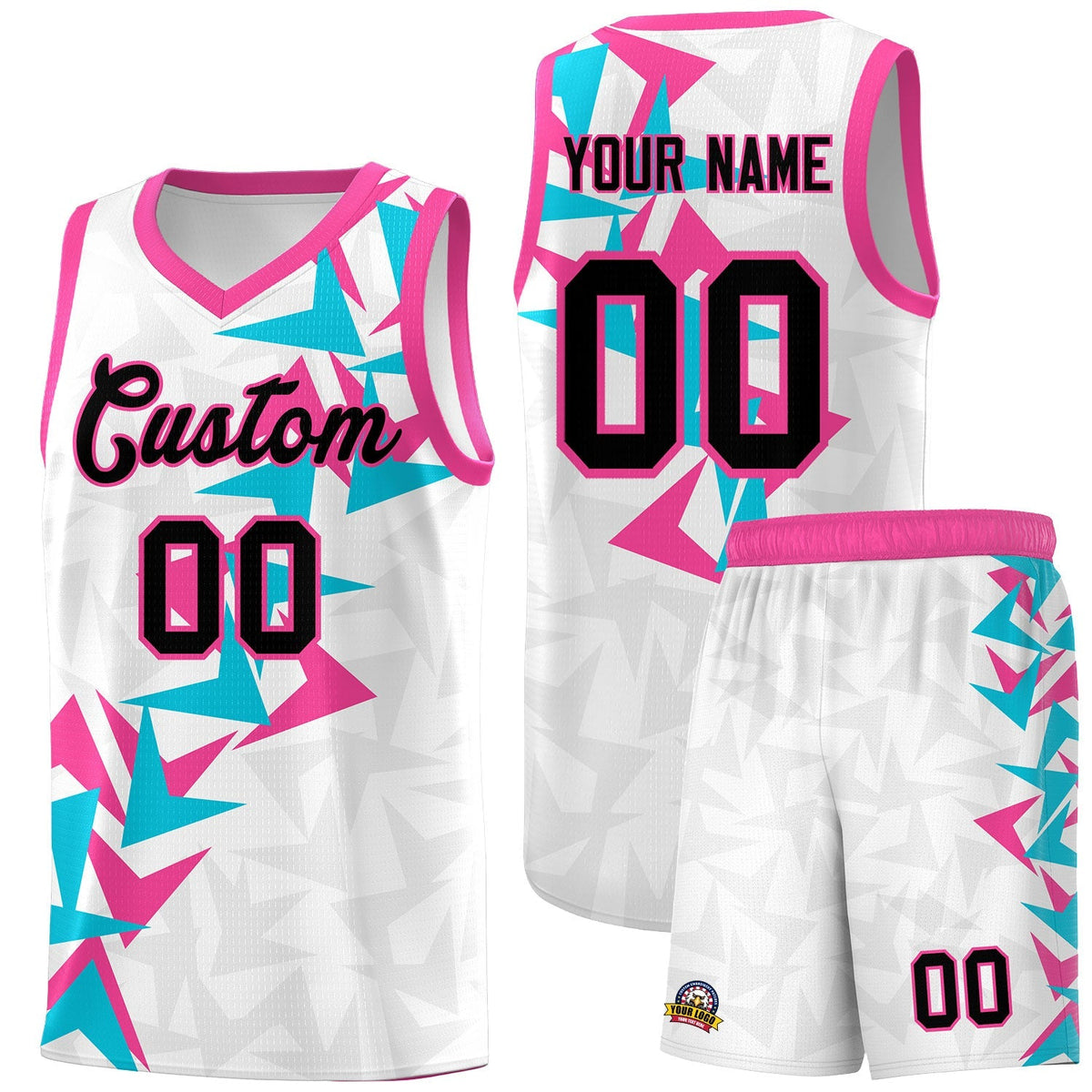 Custom White Boomerang Pattern Kits Basketball Jersey|KXKSHOP