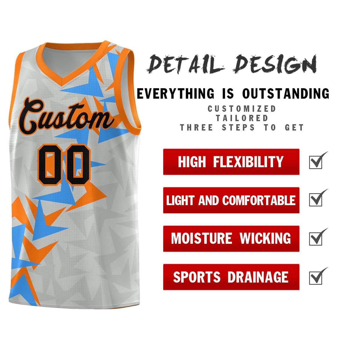 Custom Gray Boomerang Pattern Kits Basketball Jersey|KXKSHOP